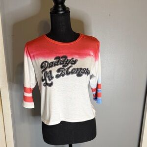 Harley Quinn Suicide Squad Red and White Graphic Tee “Daddy’s lil Monster”